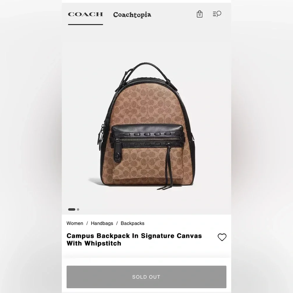 COACH Campus Backpack In Signature Canvas with Whipstitch 🔥